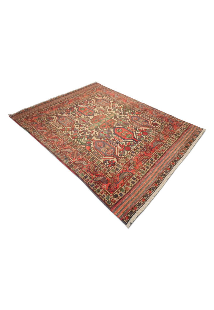Cream orange Laspanji kilim 188×245cm, Afghan craftsmanship
