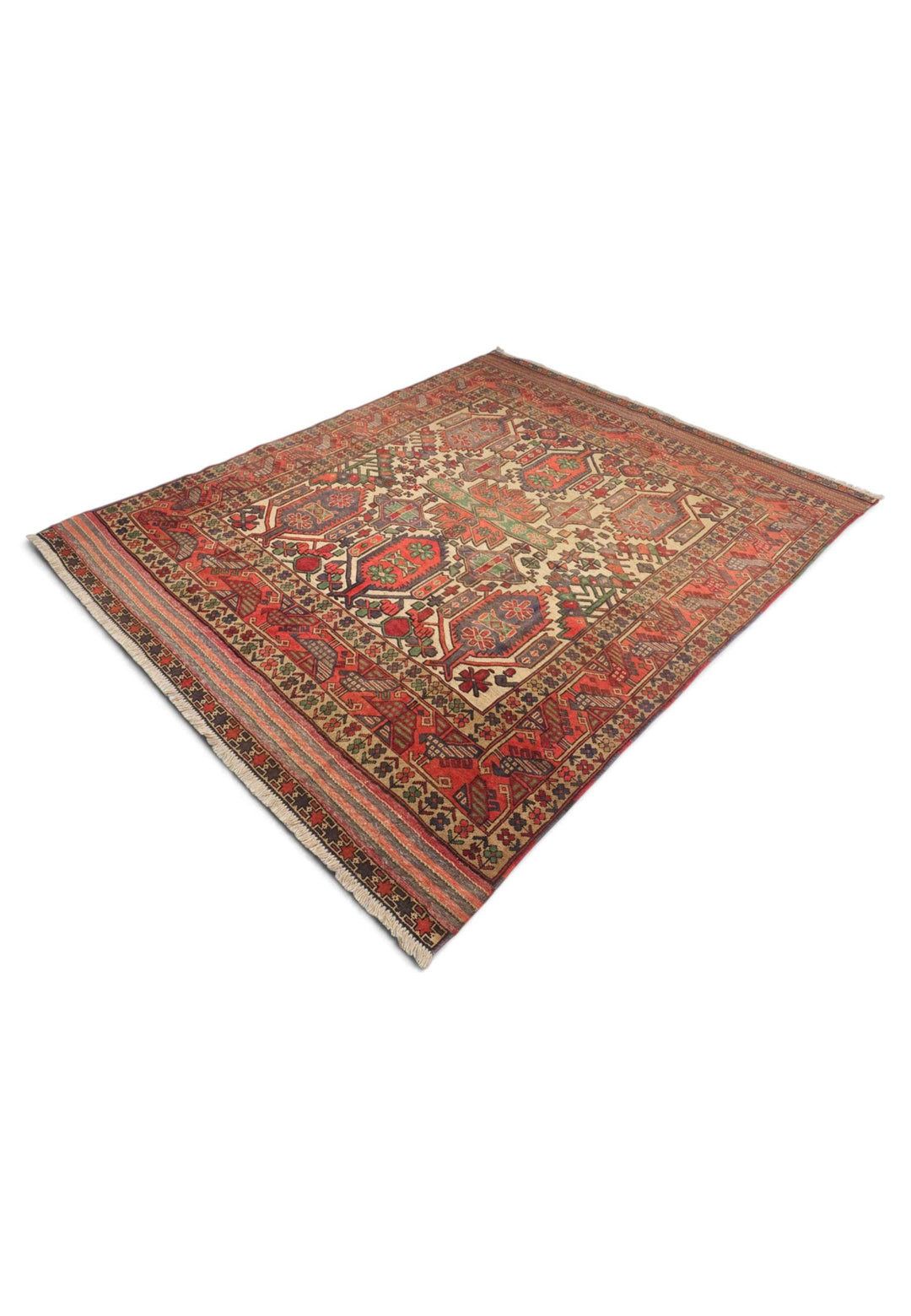 Cream and orange Laspanji kilim for a living room, 3 tatami