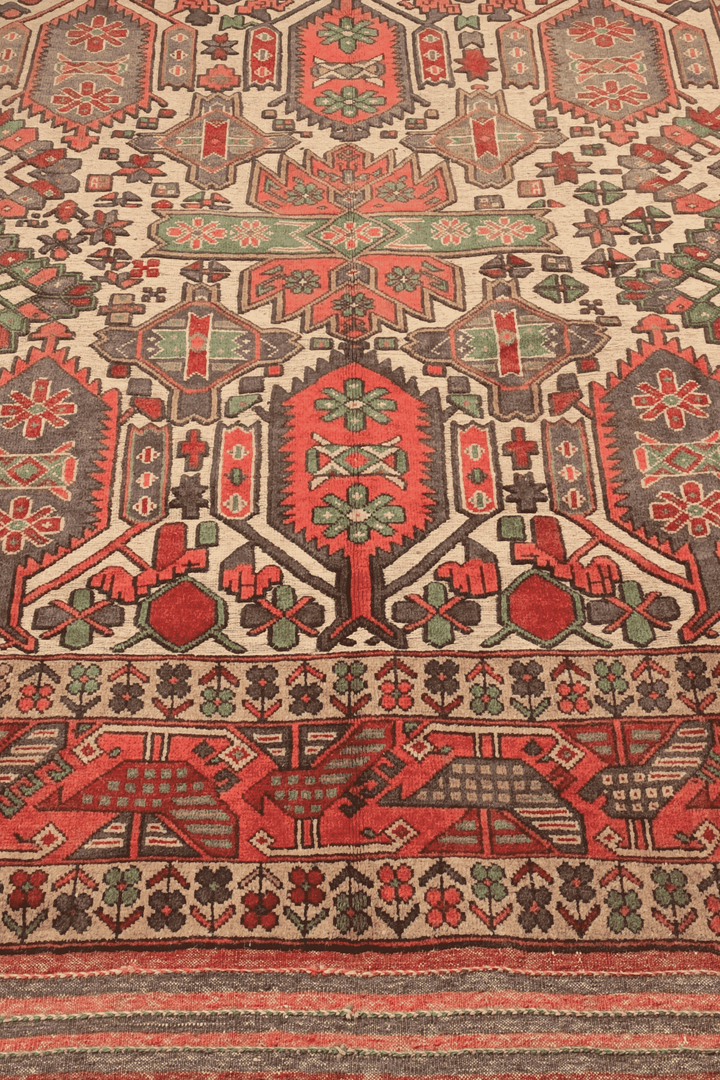 One-of-a-kind cream and orange Laspanji Afghan kilim