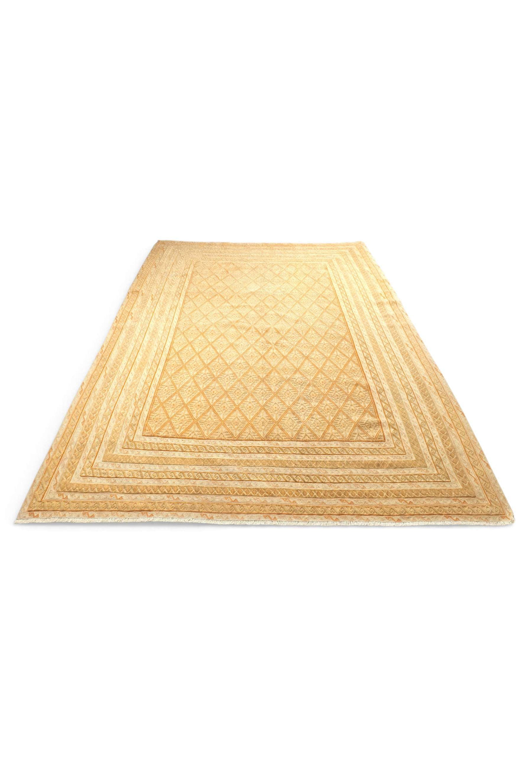 Border detail of pale gold hand-woven kilim