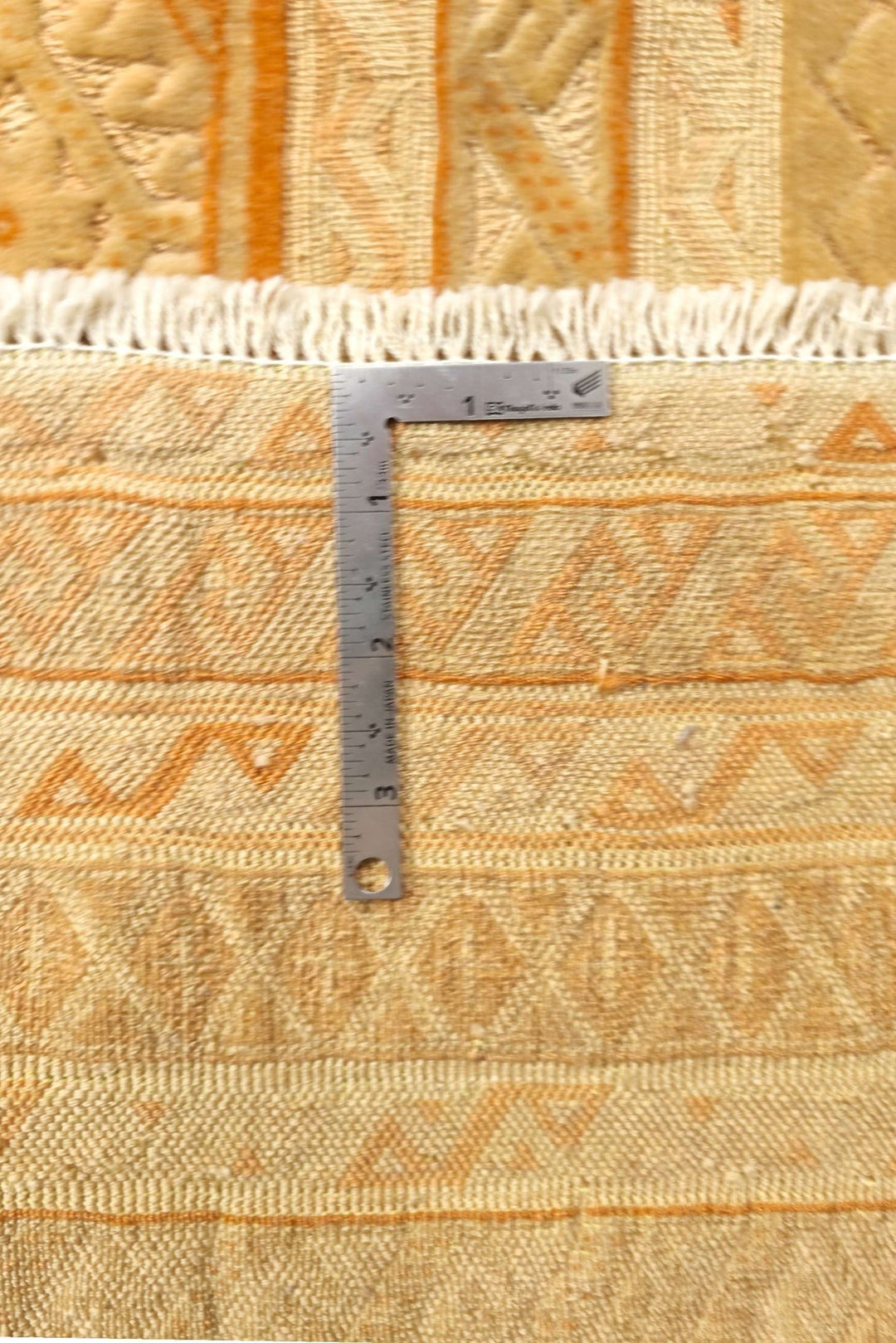 Reversible flat-weave pale gold lattice kilim, hand-woven