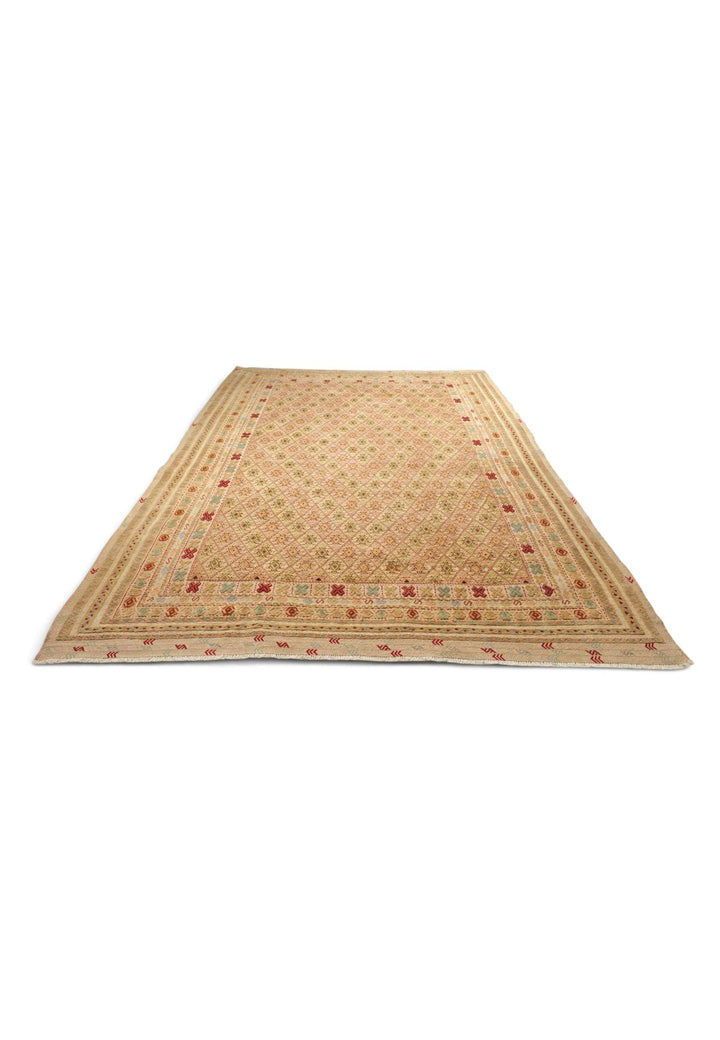 Flat weave texture of wheat gold kilim, 207×285cm