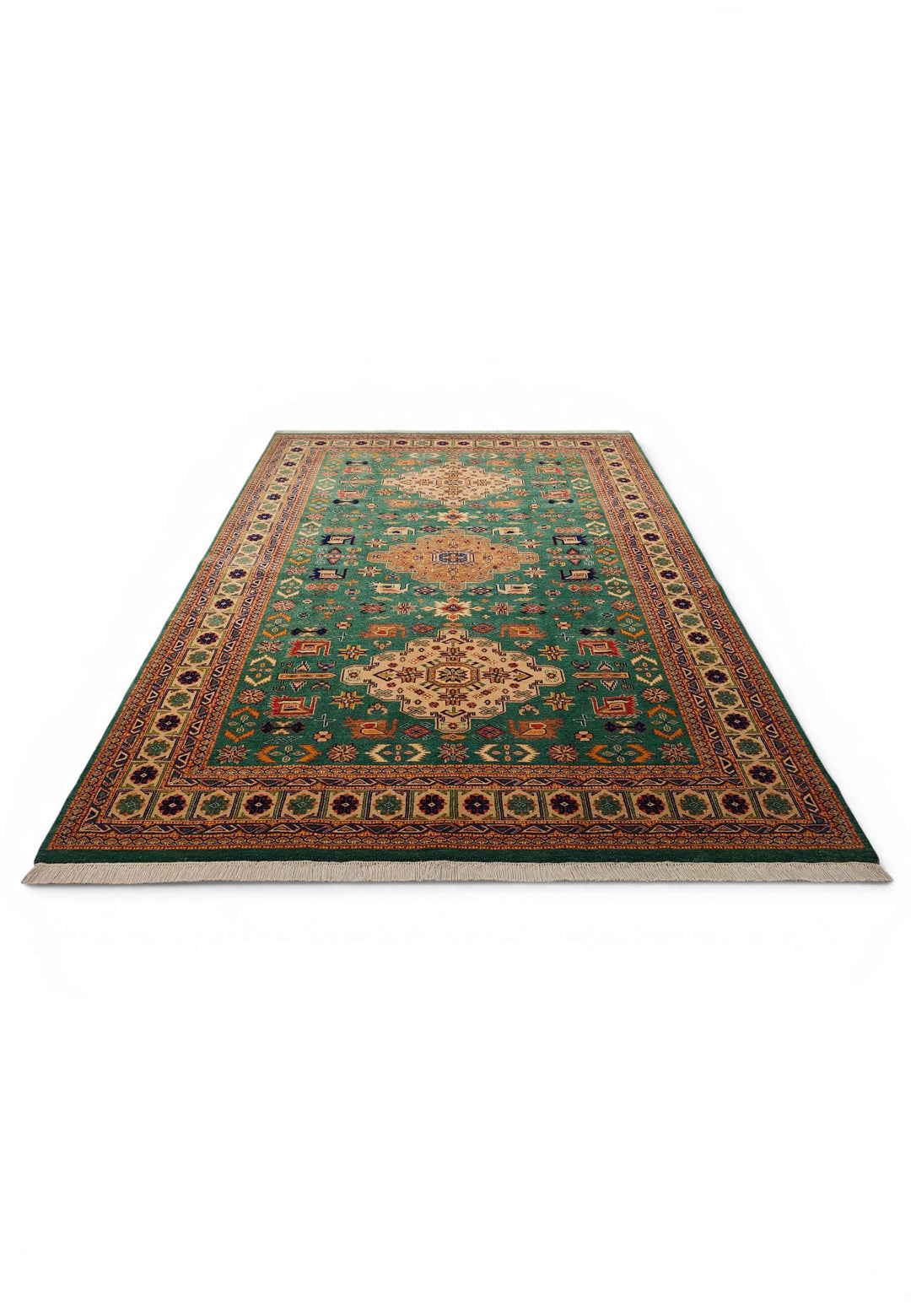Green Afghan Sherwan rug 210×271cm, about 3 tatami living room