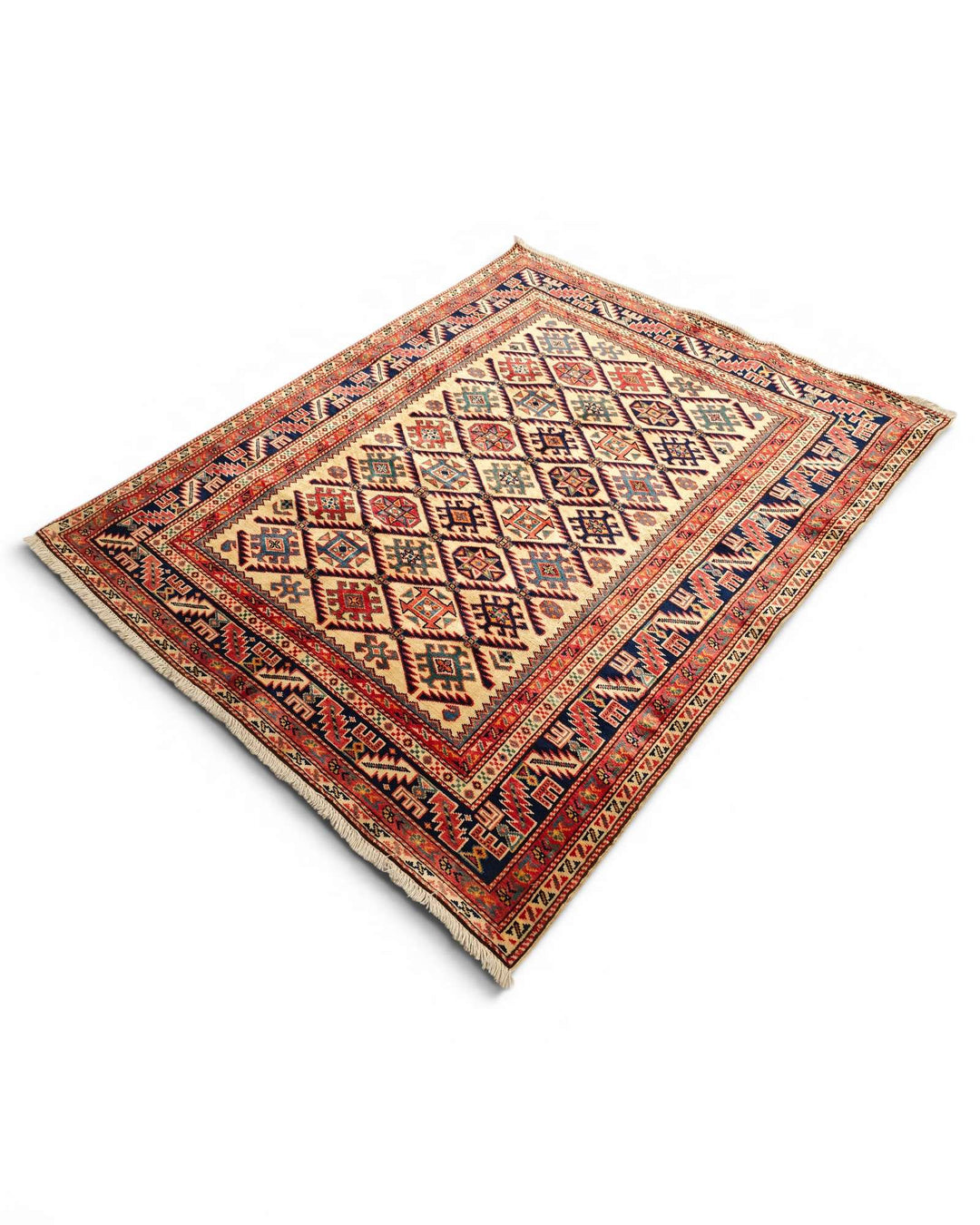 Gold and red Shirvan lattice rug, Afghanistan craftsmanship
