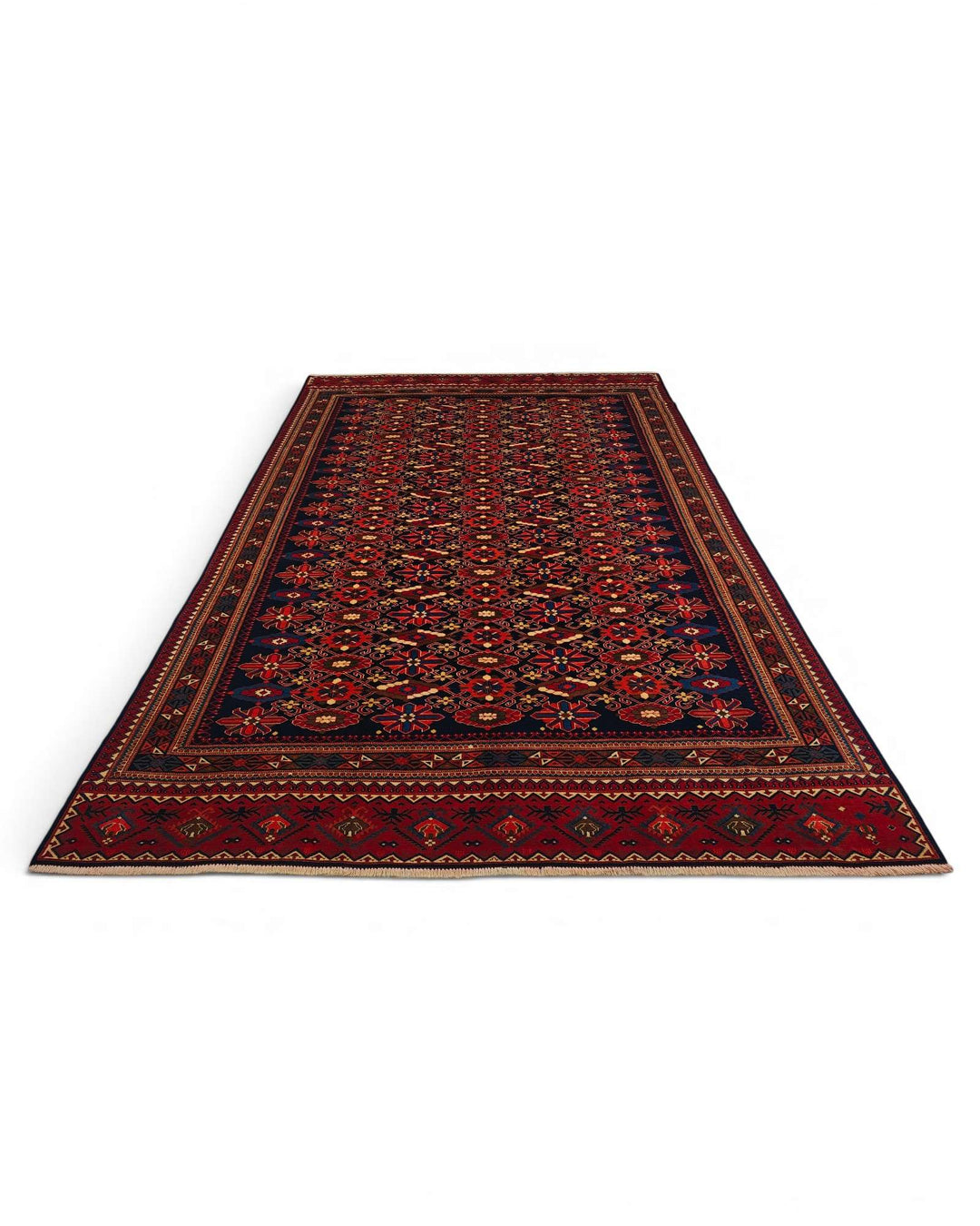 Indigo Afghan rug 209×292cm, about 4.5 tatami living room