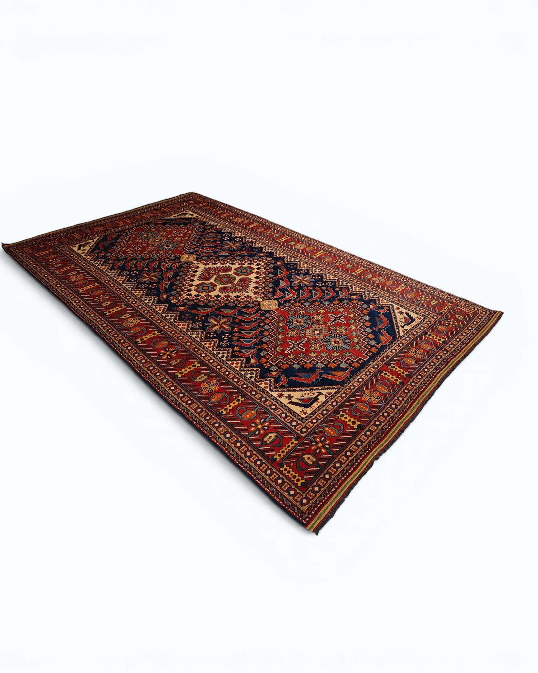 Indigo Caucasian Afghan Sherwan rug, Afghanistan craftsmanship
