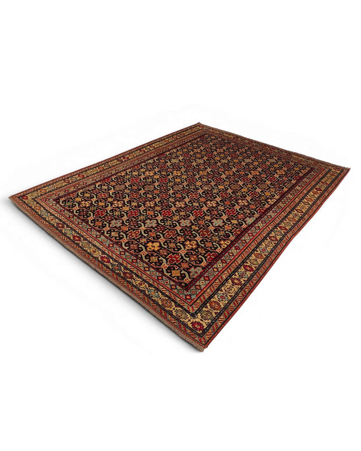 Chi-Chi rug in red and indigo, hand-knotted Afghan wool