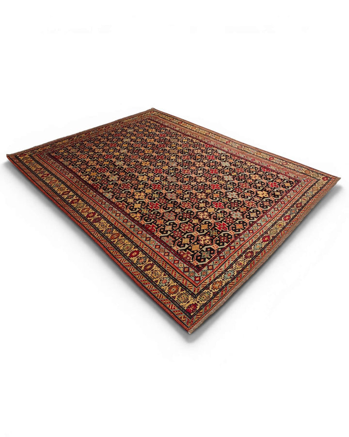 One-of-a-kind red and indigo Chi-Chi Afghan Sherwan rug