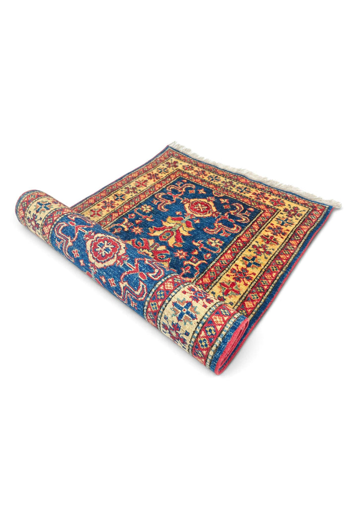 Navy and gold floral runner for a hallway, 81×290cm