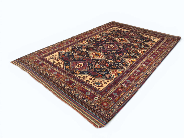 Navy red Shahsavan Afghan Sherwan rug, Afghanistan craftsmanship