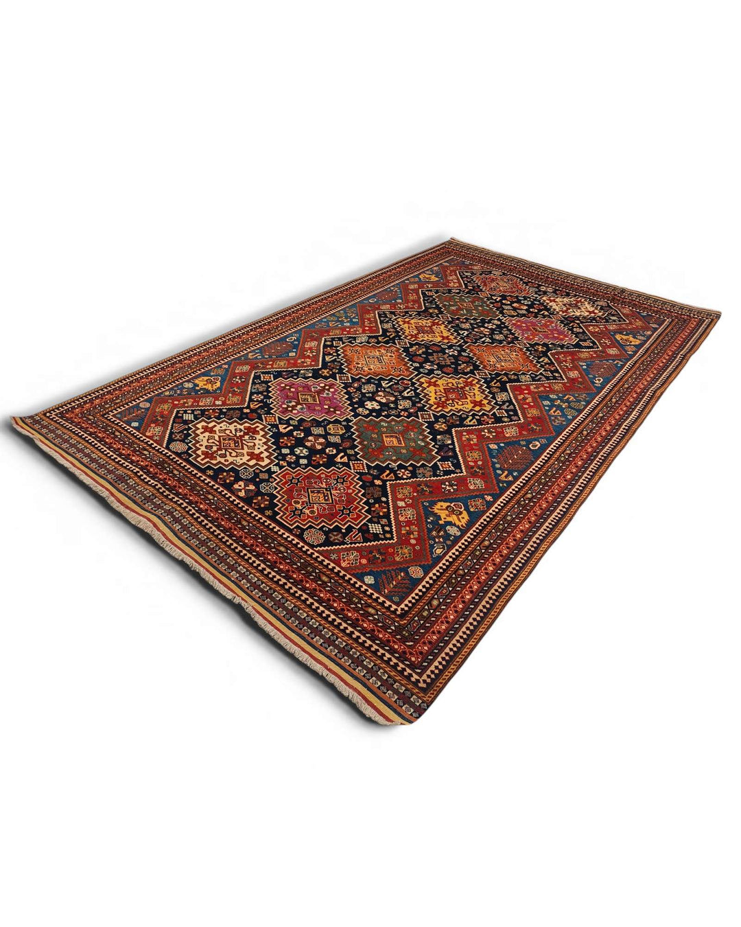 One-of-a-kind navy and red Kashkuli tribal Afghan rug
