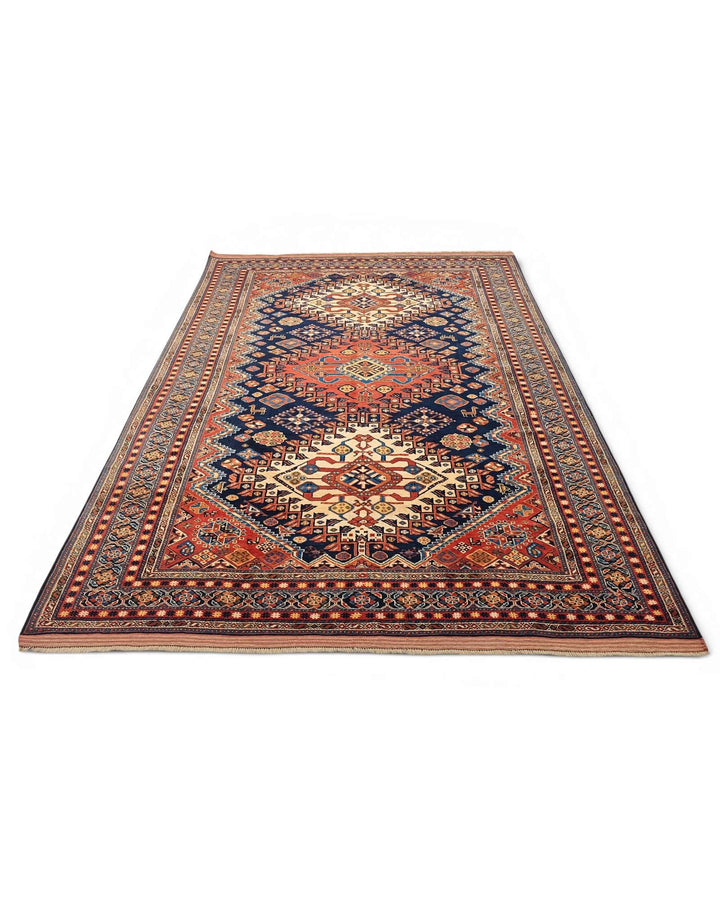 Navy red Yalameh Afghan Sherwan rug, Afghanistan craftsmanship