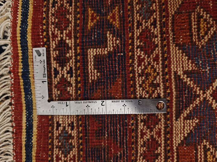 Navy and red Afshar medallion Afghan wool rug, one-of-a-kind