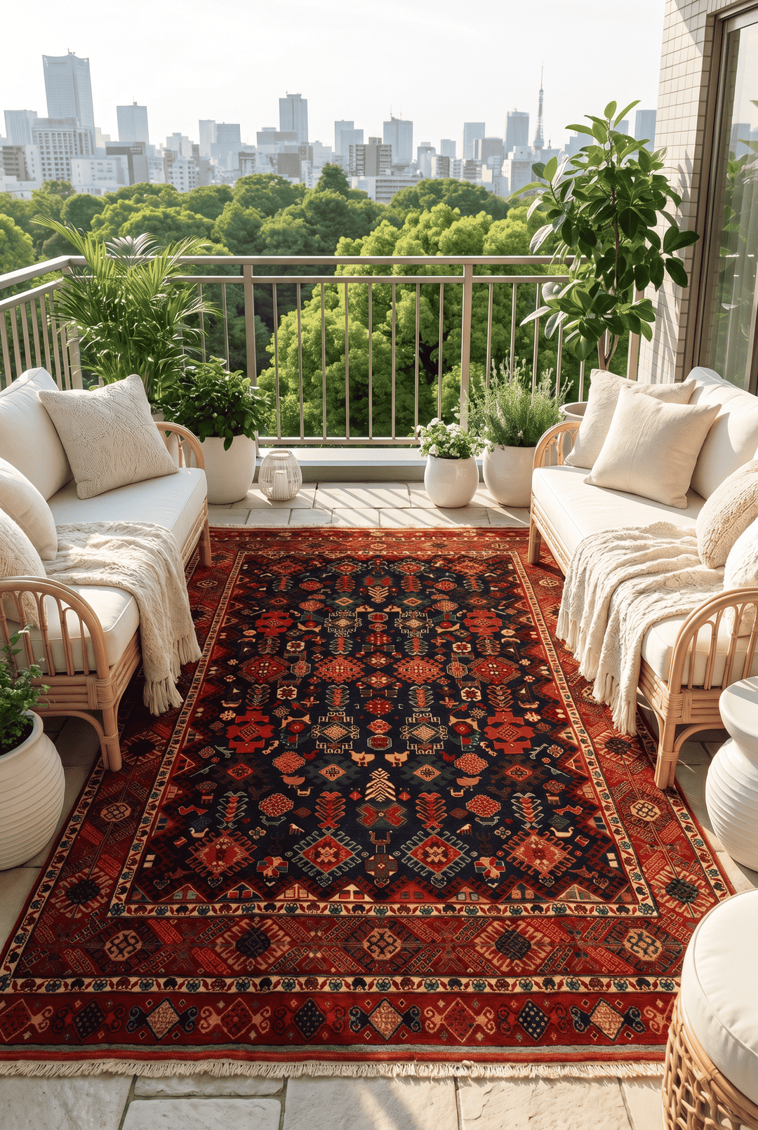 Shemakha Caucasian design in navy and red on Afghan Sherwan rug