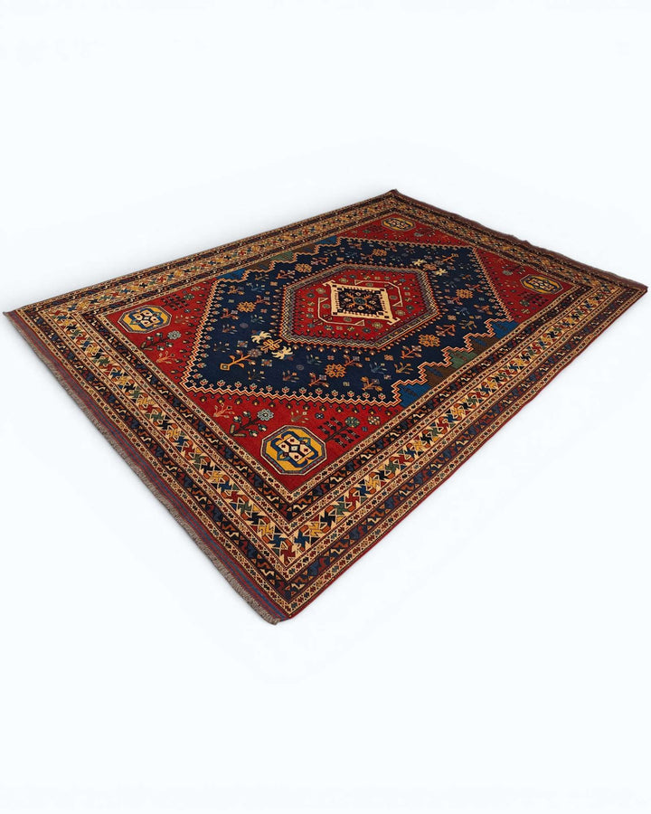 Navy red Shiraz Afghan Sherwan rug, Afghanistan craftsmanship