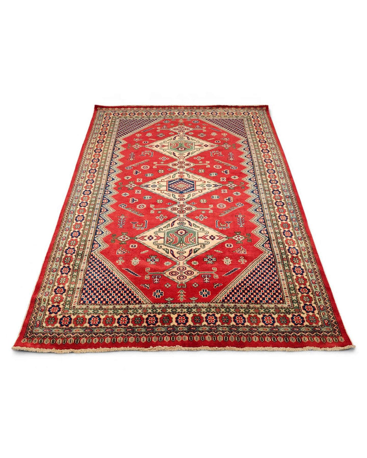 Red navy Afghan rug 142×197cm, about 2 tatami