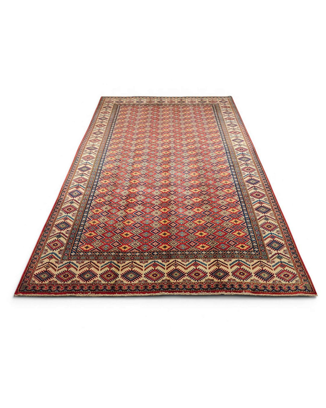 Red lattice Afghan rug 192×279cm, about 3 tatami living room