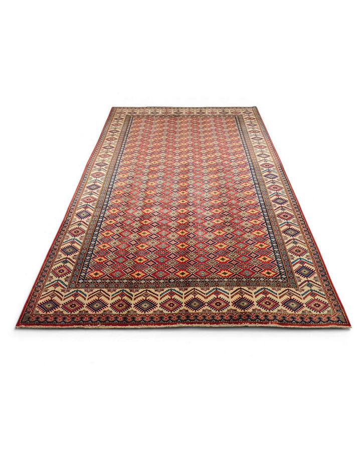 Red lattice Afghan rug 192×279cm, about 3 tatami living room