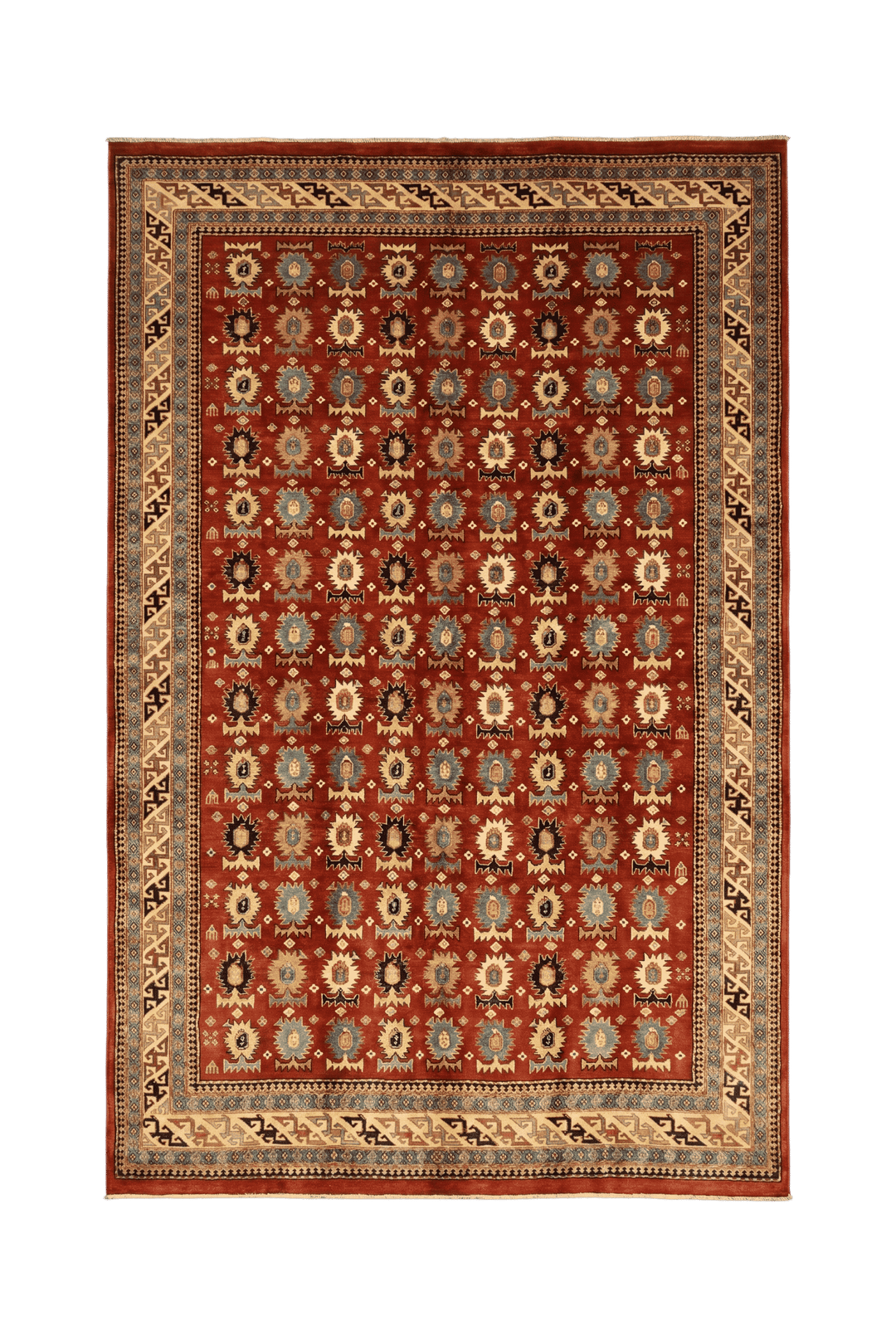 Red medallion Afghan Sherwan hand-knotted wool rug