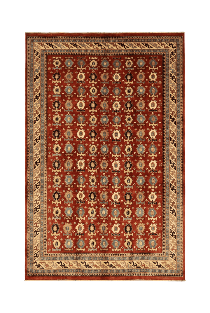 Red medallion Afghan Sherwan hand-knotted wool rug