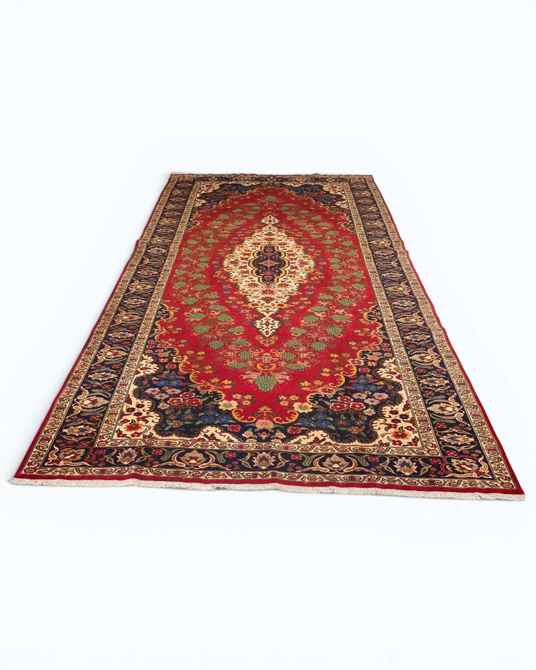 Red navy floral Afghan Sherwan rug, Afghanistan craftsmanship