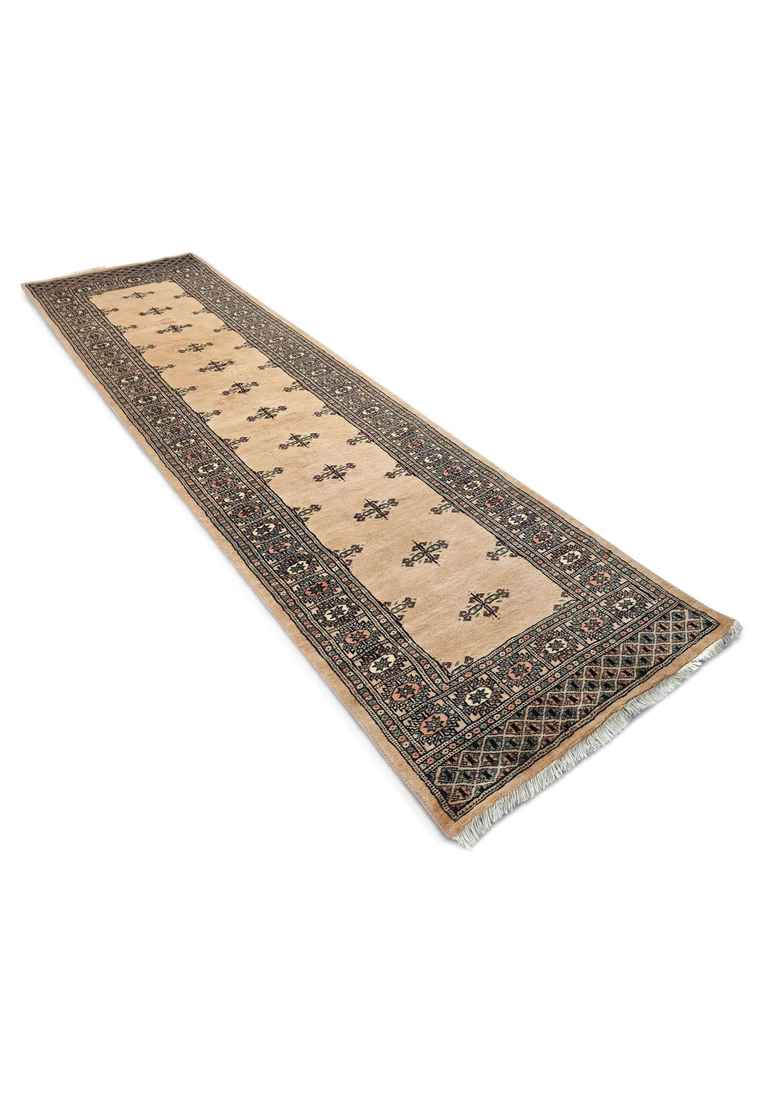 Camel espresso Bokhara runner 81×305cm, Pakistani craftsmanship