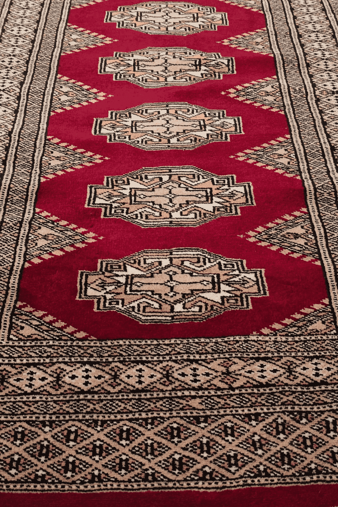 One-of-a-kind deep wine and beige Yamoud entrance mat