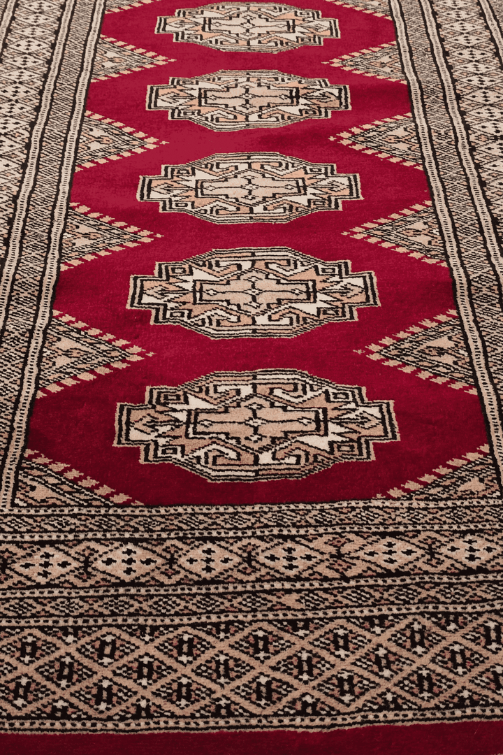 One-of-a-kind deep wine and beige Yamoud entrance mat