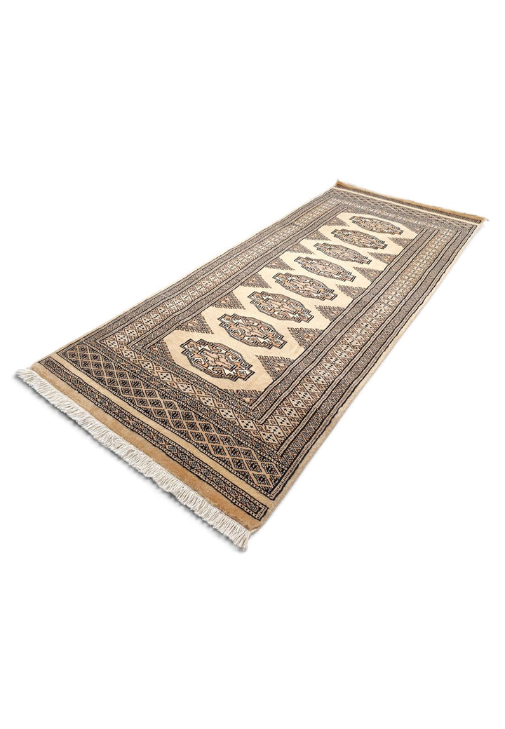 One-of-a-kind golden tan and beige Yamoud entrance mat