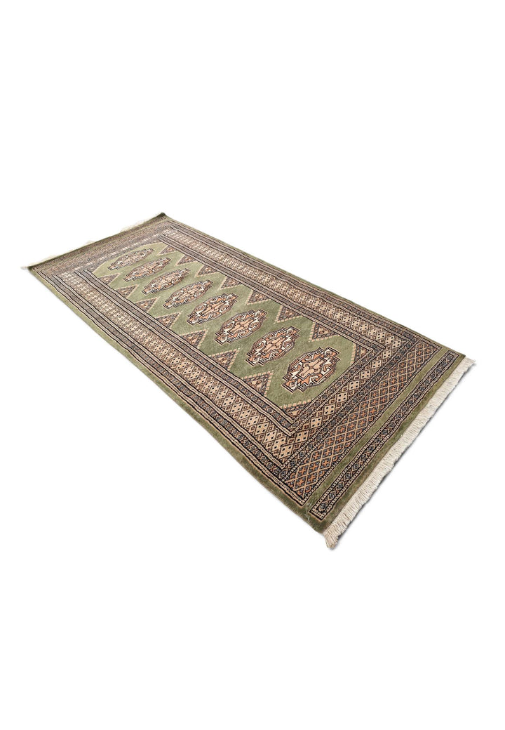 One-of-a-kind olive beige Yamoud entrance mat, hand-knotted wool