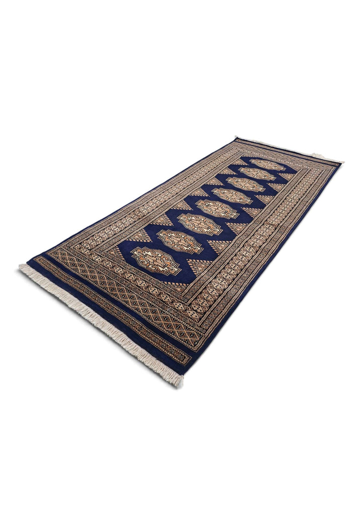 One-of-a-kind navy and beige Yamoud entrance mat