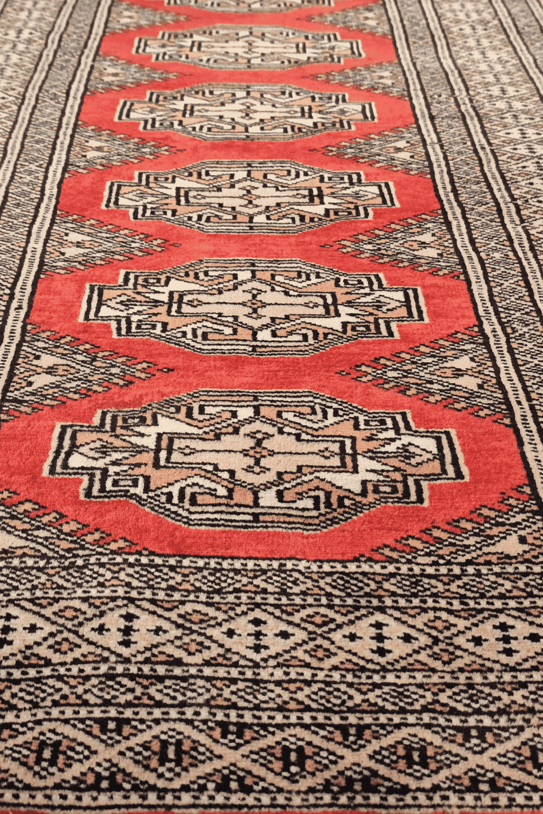 One-of-a-kind red and beige Yamoud entrance mat