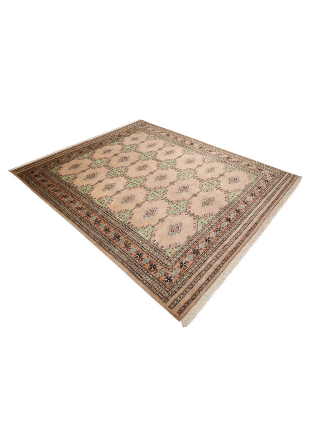 Blush and sage lattice rug for a living room, 3 tatami