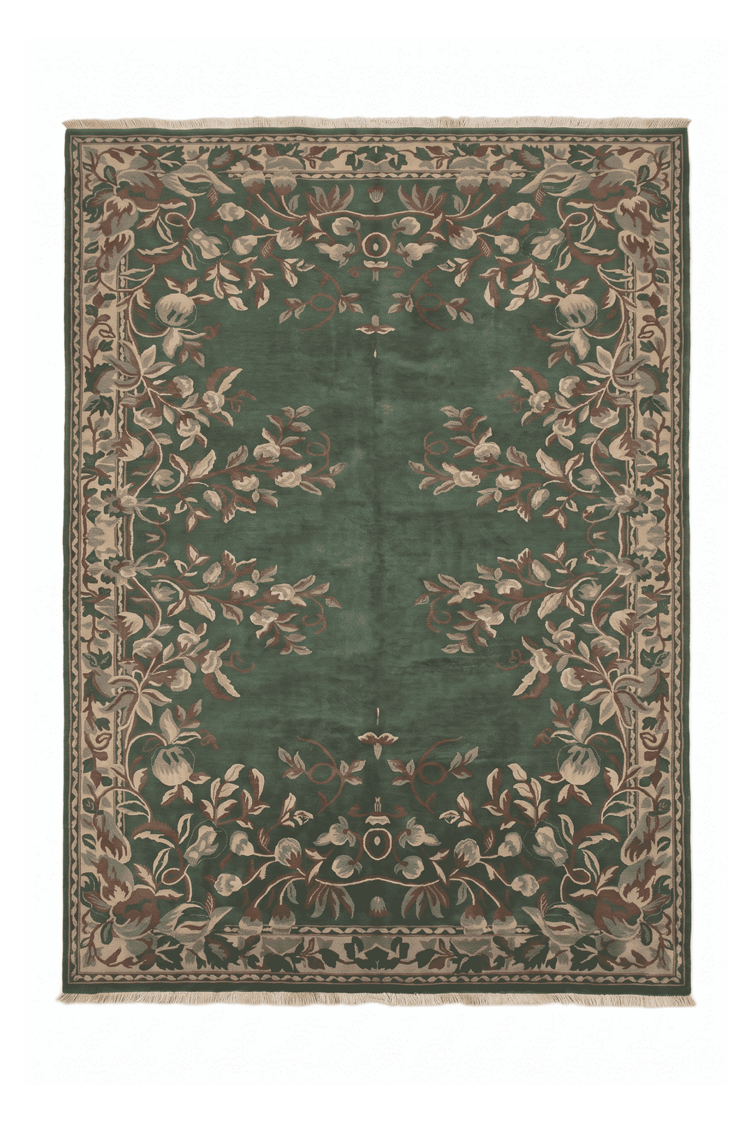 Green and camel Gol Farang floral rug, 171×245cm, about 2 tatami