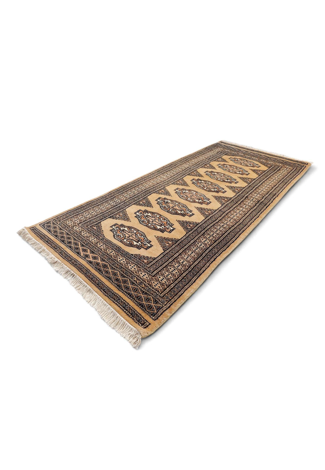 One-of-a-kind wheat gold and beige Yamoud entrance mat