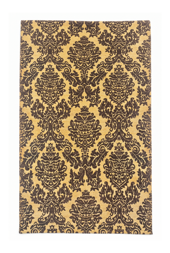 Gold Gabbeh, Hand-Knotted Afghan Wool Rug