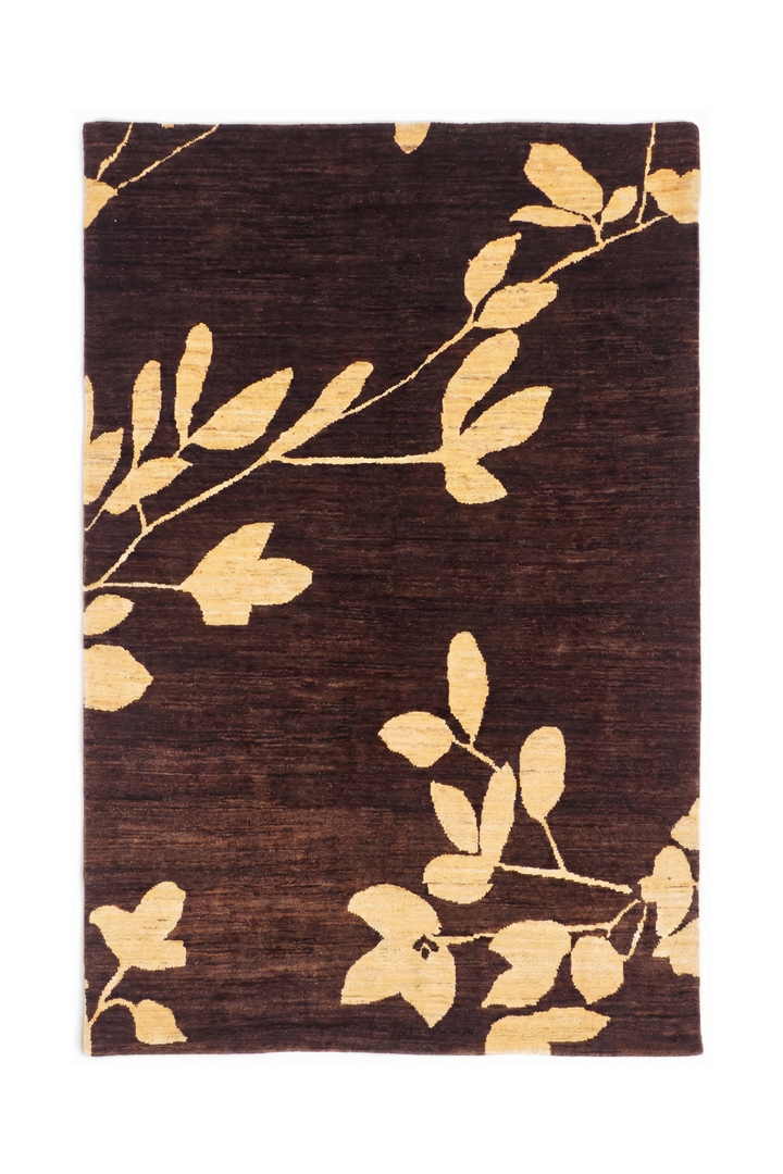 Cocoa Leaf Gabbeh, Hand-Knotted Afghan Wool Rug