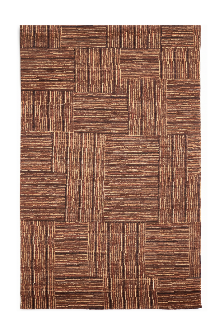 Cinnamon Patchwork Gabbeh, Hand-Knotted Afghan Wool Rug