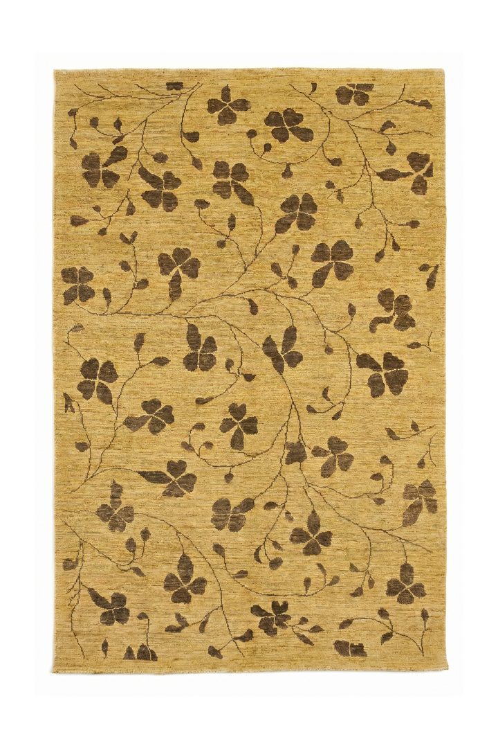 Honey Clover Gabbeh, Hand-Knotted Afghan Wool Rug