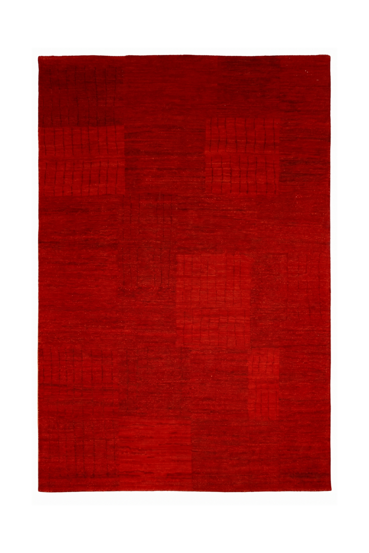 Vermilion Gabbeh, Hand-Knotted Afghan Wool Rug