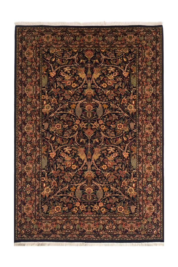 Raven Garden Floral, Hand-Knotted Pakistani Wool Rug