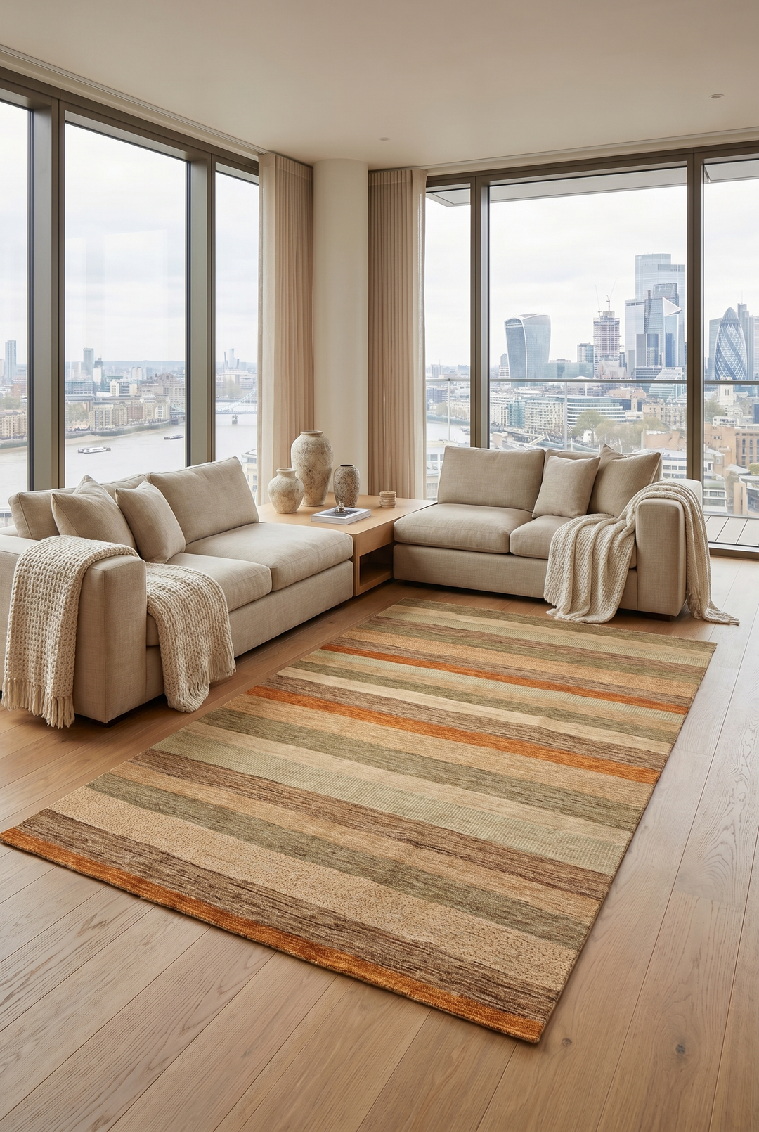 Multicolour Stripe Ghazni, Hand-Knotted Afghan Wool Rug