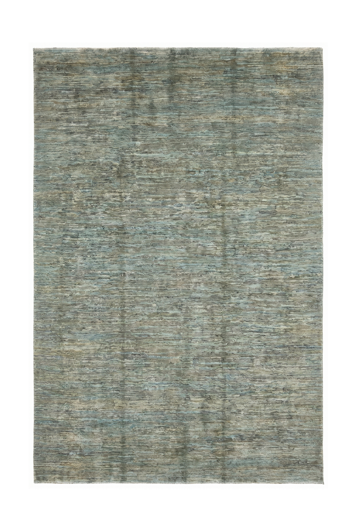 Sea-Green Variegated Ghazni, Hand-Knotted Afghan Wool Rug