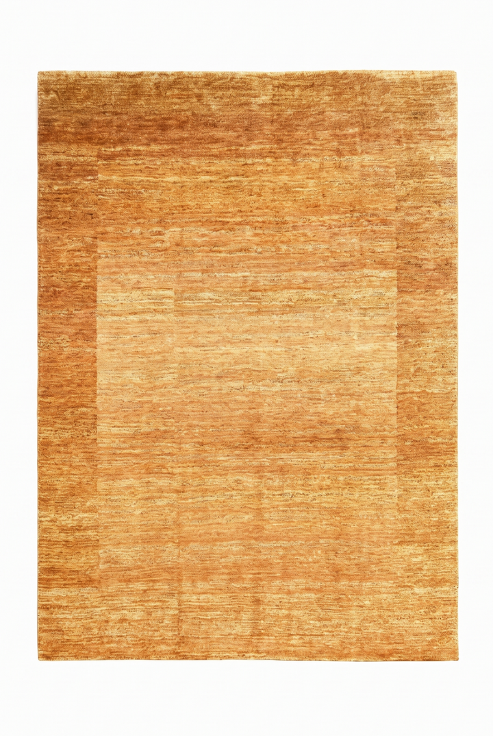 Amber Gold Bordered Ghazni, Hand-Knotted Afghan Wool Rug