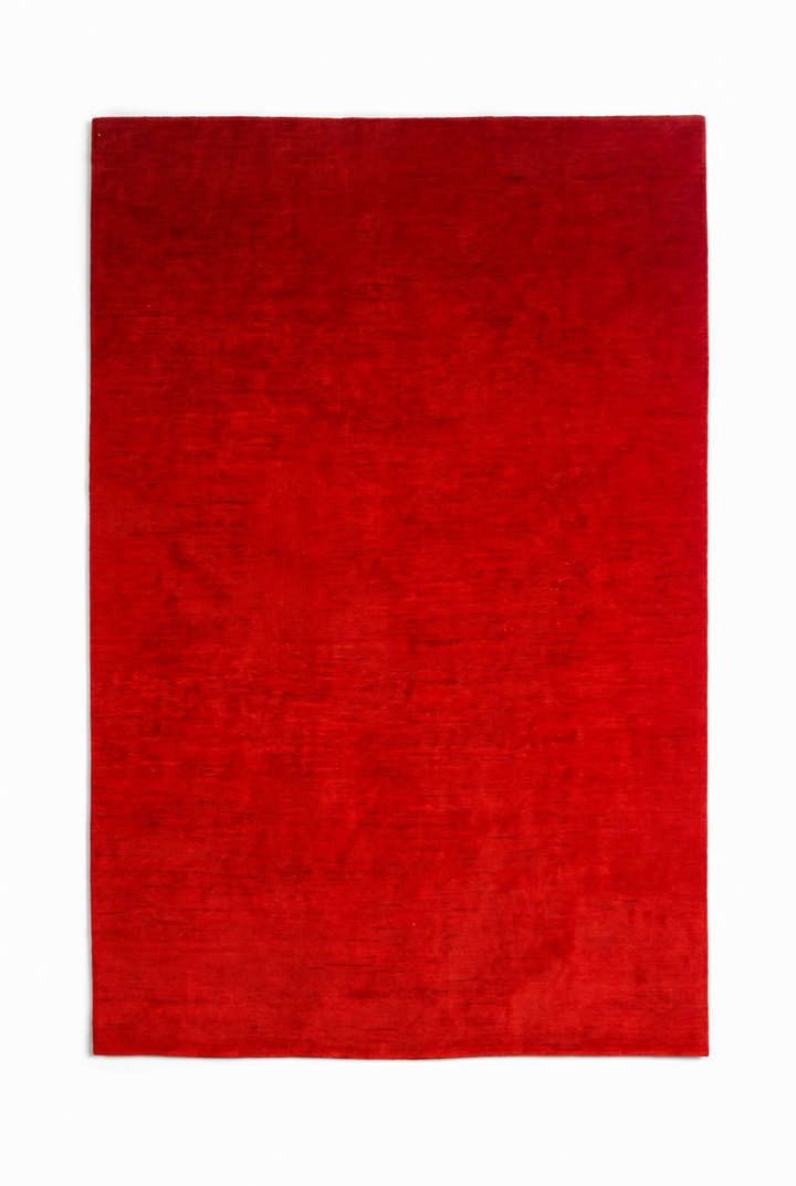 Crimson Red Plain Ghazni, Hand-Knotted Afghan Wool Rug