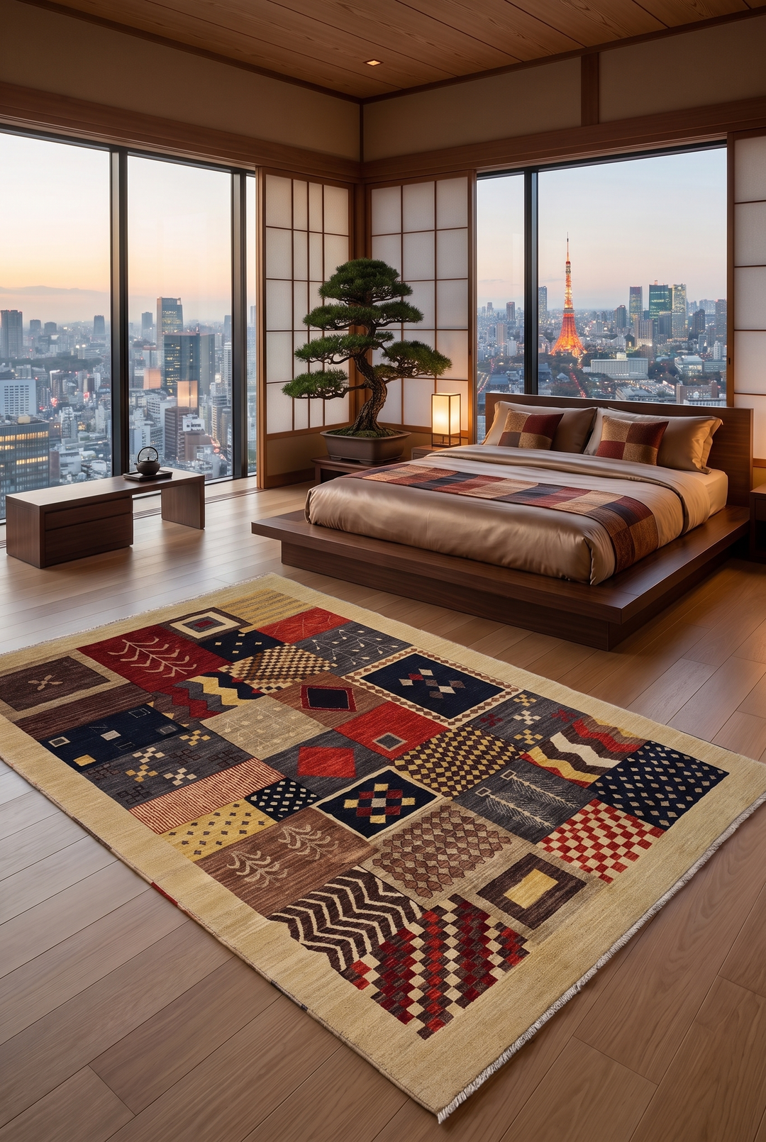 Multicolour Patchwork Ghazni, Hand-Knotted Afghan Wool Rug