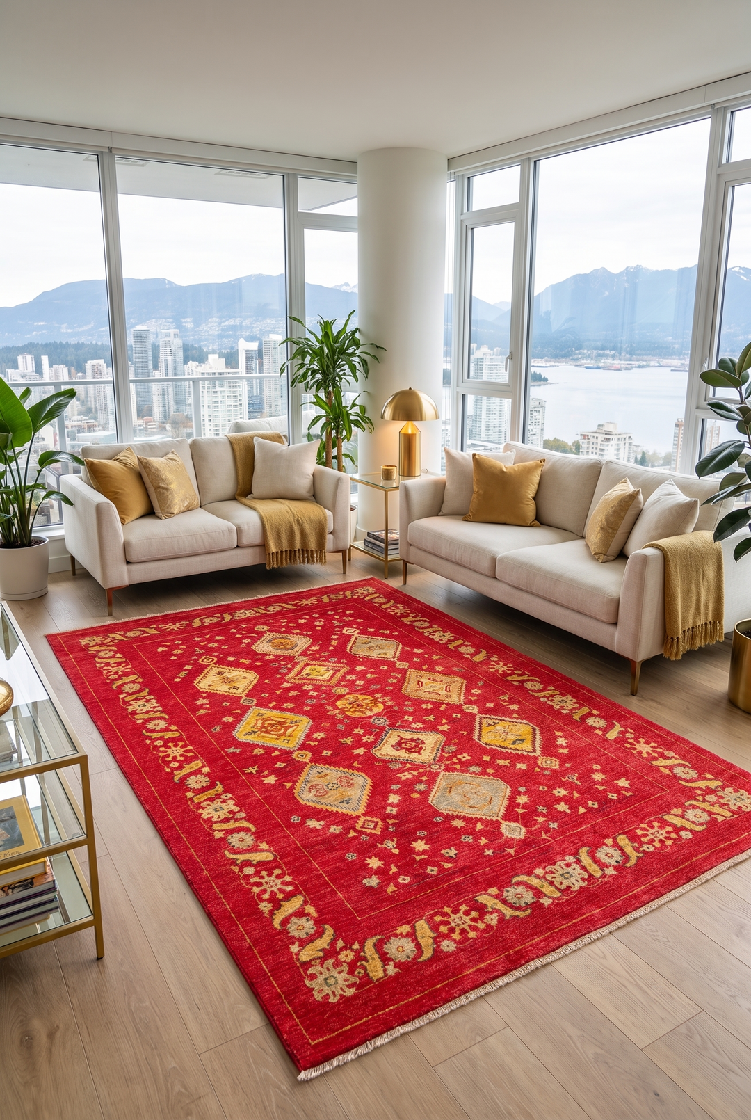 Red &amp; Gold Medallion Ghazni, Hand-Knotted Afghan Wool Rug