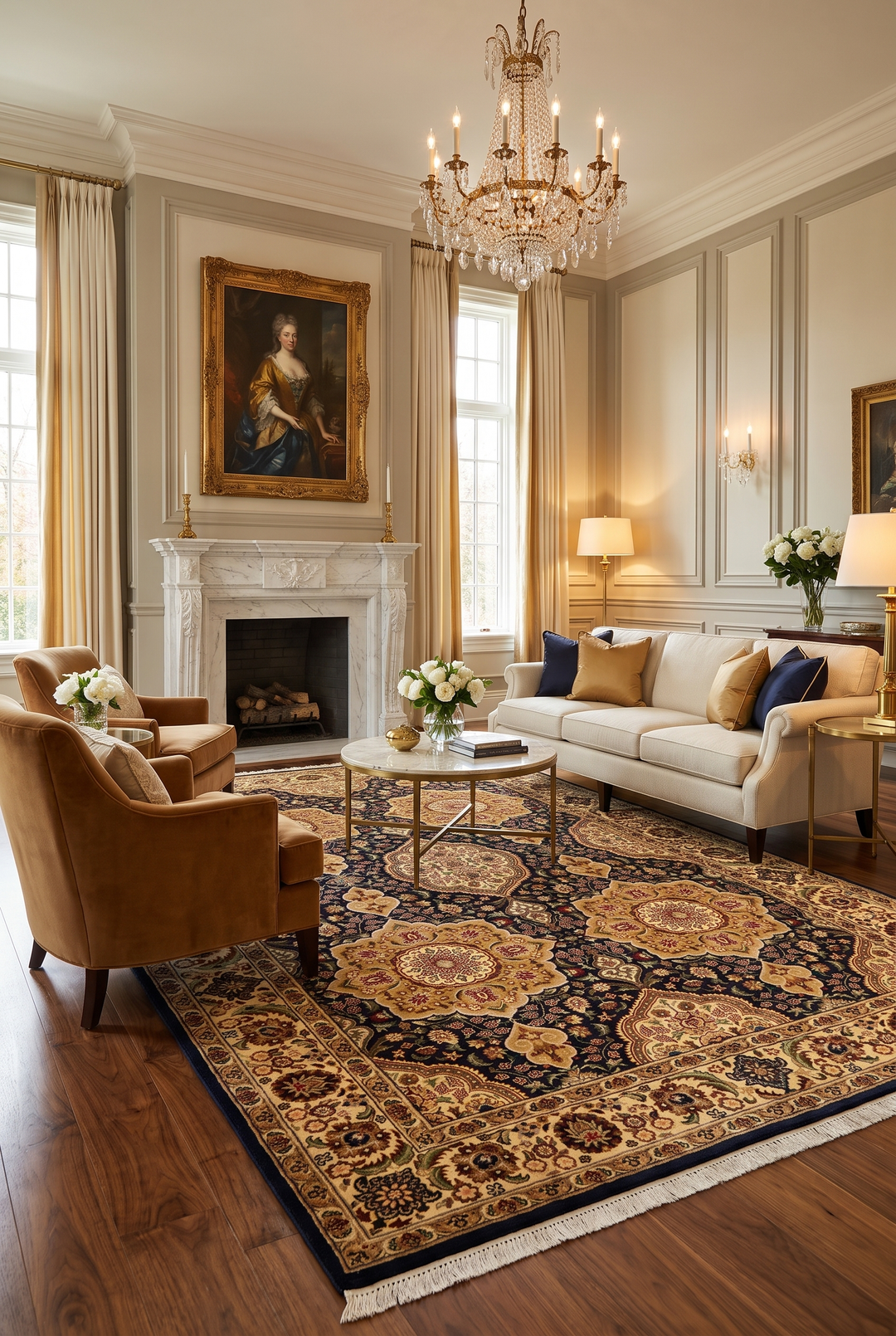 Gilded Star Medallion Tabriz, Hand-Knotted Pakistani Wool Rug