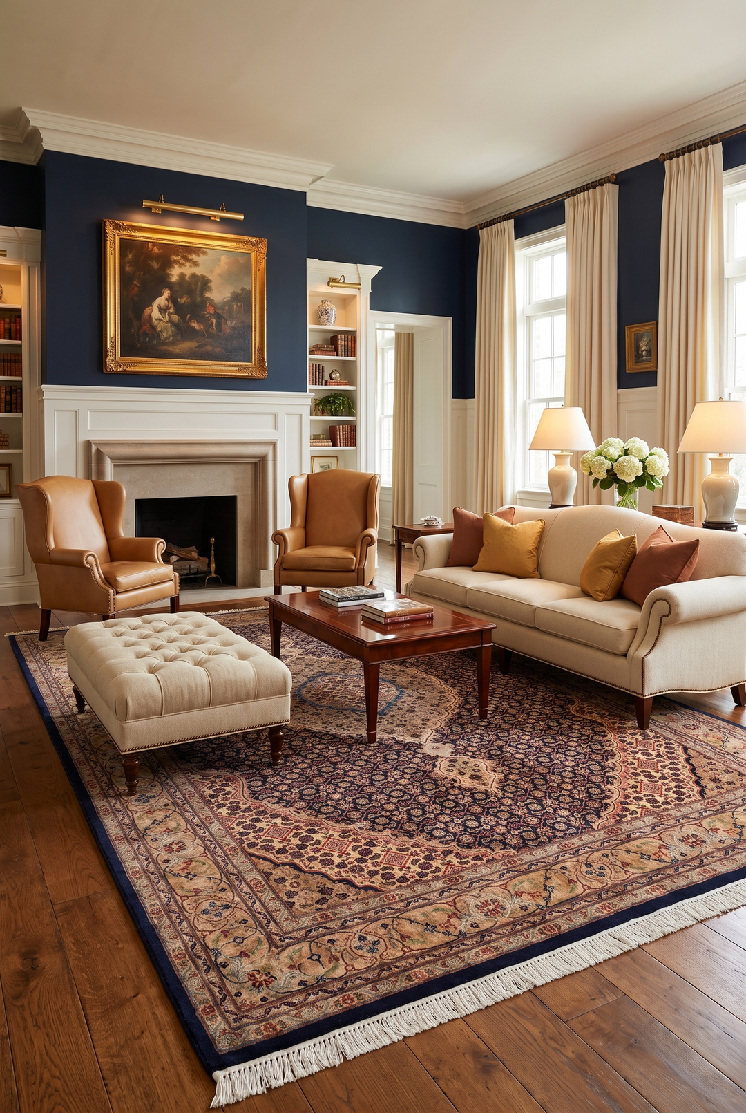 Rose Mahi Medallion, Hand-Knotted Pakistani Wool Rug
