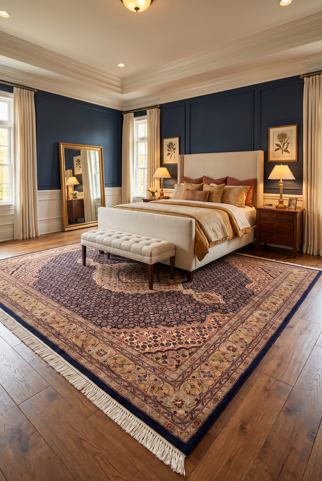 Rose Mahi Medallion, Hand-Knotted Pakistani Wool Rug